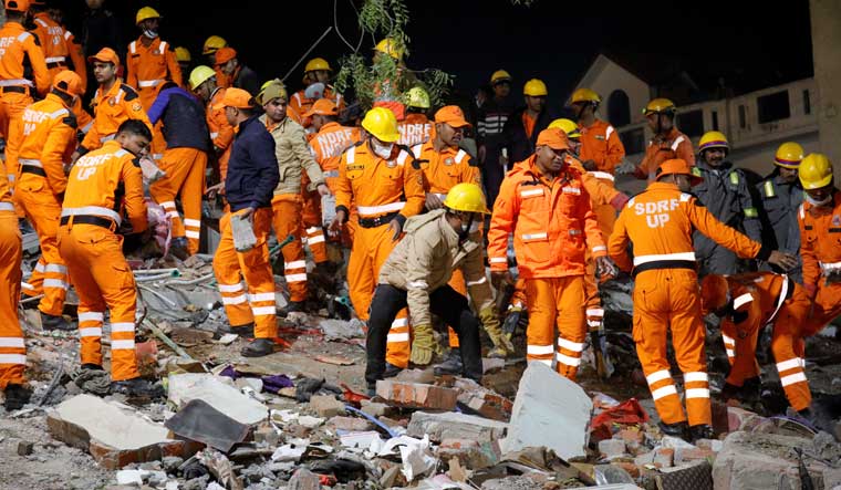 Lucknow building collapse: Five people still trapped as rescue operations continue